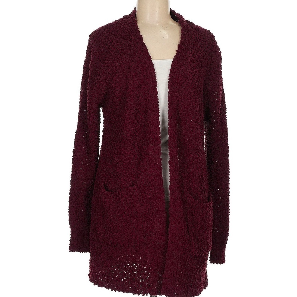 Women's Burgundy Open-Front Sweater size medium